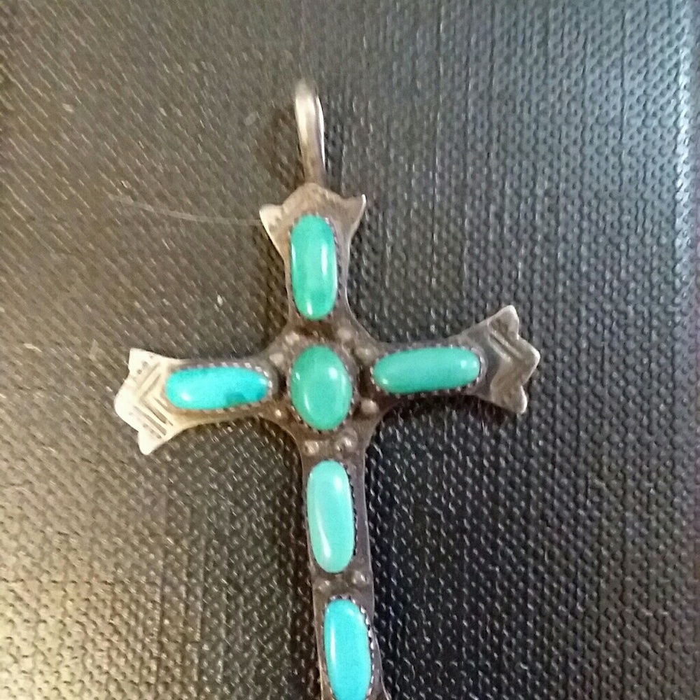 Turquoise and Sterling silver cross & Sterling sil